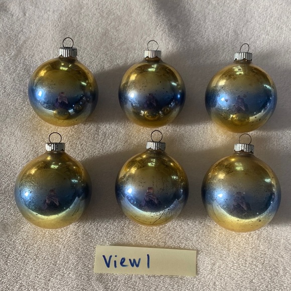 Vintage Shiny Brite Ombré Christmas ornaments Gold Silver Blue - Picture 11 of 16